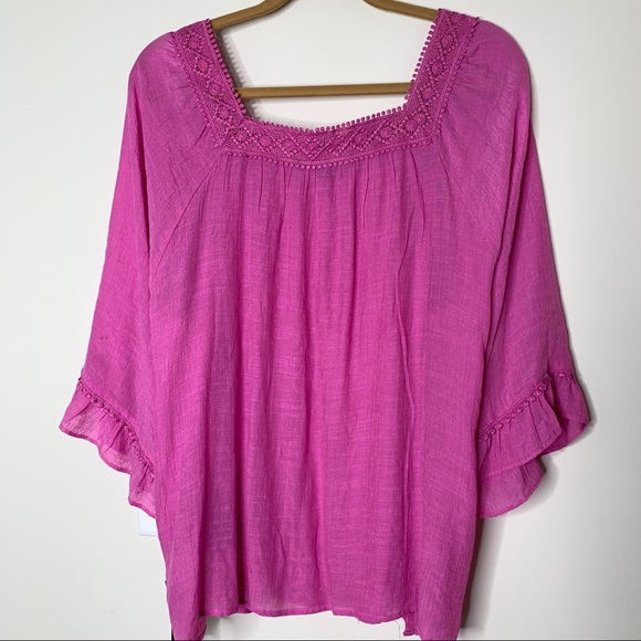 NWT Zac & Rachel Pink Boho Top Sz 1X - Picture 6 of 6